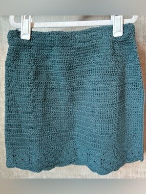 Zara Teal Crochet Knit Girls Skirt